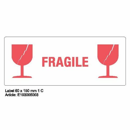 E-003 'LABEL 60mm x 150mm 500_1mm WHITE 1C Fragile