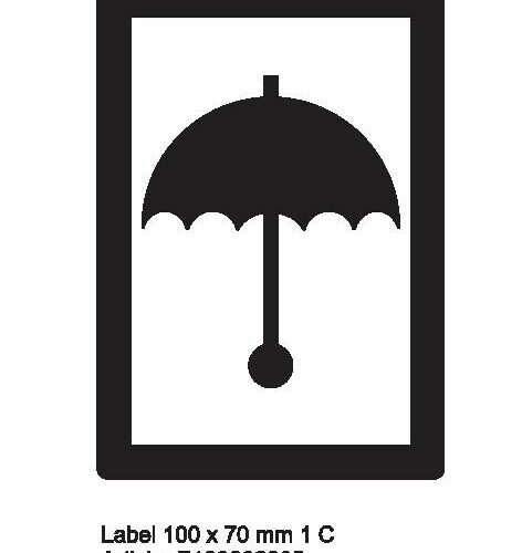 E-005 'LABEL 100mm x 70mm 500_1mm WHITE 1C Umbrella