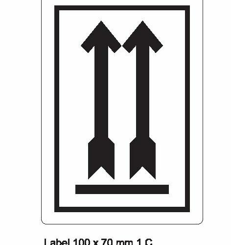 E-006 'LABEL 100mm x 70mm 500_1mm WHITE 1C Arrow