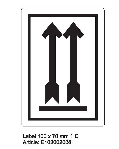 E-006 'LABEL 100mm x 70mm 500_1mm WHITE 1C Arrow